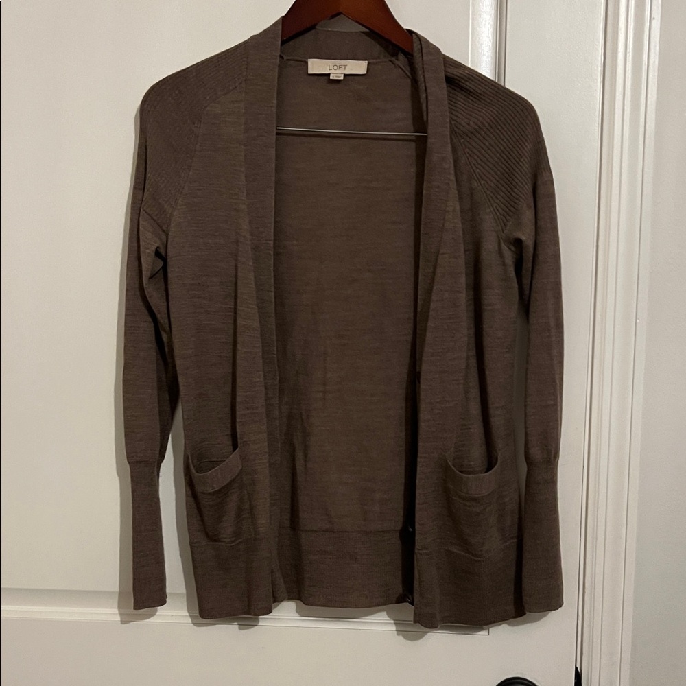 LOFT Women's Taupe Cardigan Sweater